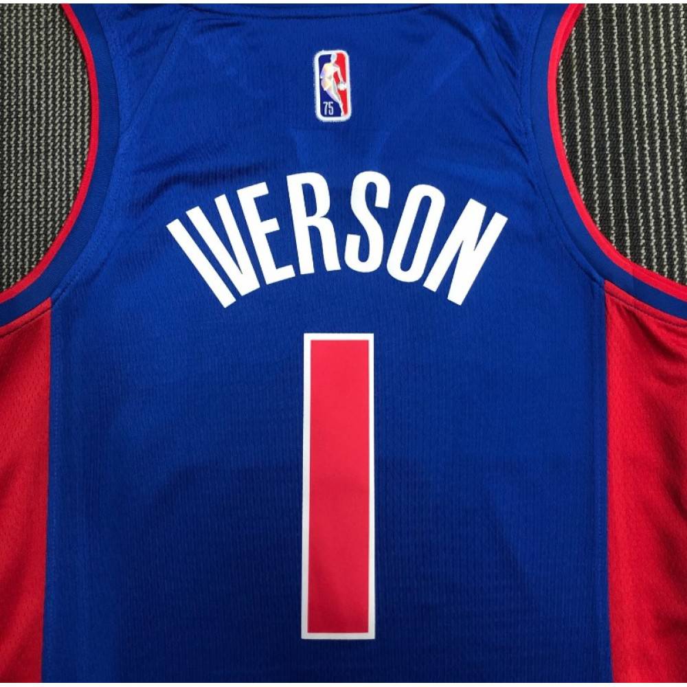 Men's Detroit Pistons Allen Iverson #1 Blue 2021/22 Swingman NBA Jersey - Icon Edition-Pro Kit Vault | Brand New 26/27 Sports Jerseys